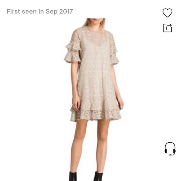 All Saints Henrietta Ruffle Dress In Vintage White - Picture 1 of 13